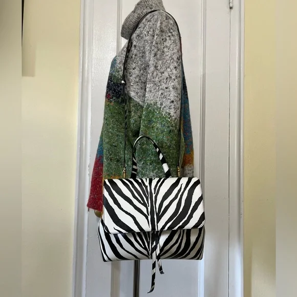 New-Mansur Gavriel Zebra-Print Leather Tote Bag - Picture 5 of 14